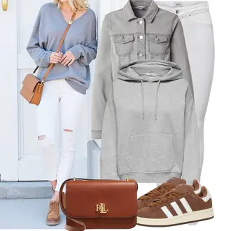 Outfit mit Weiß/Creme Jeans Lederjacke/Biker Jeans/Jeans mit Schlitz/Low Rise Jean/Low Waist Jean/Push up Jeans/Slim Fit Jeans/Cuir Chaussures/ThermoJeans Only "Stilvoller Look für die Freizeit"
