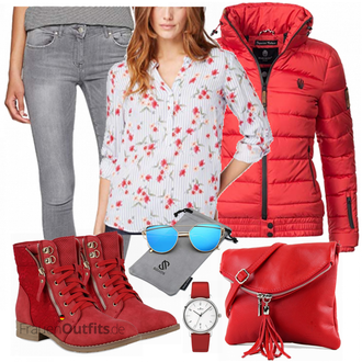 Tanzen Outfit mit Rot/Dunkelrot Winter Stiefelette/Gefütterte Stiefelette/Sommerstiefelette/Sneaker Mit Seitlichem Reißverschluss/Schnürstiefelette/Flache Stiefelette/Stiefel Mit Reißverschluss Stiefelparadies "Marikoo Jacket"Look: Reiten, Tanzen, Freizeit