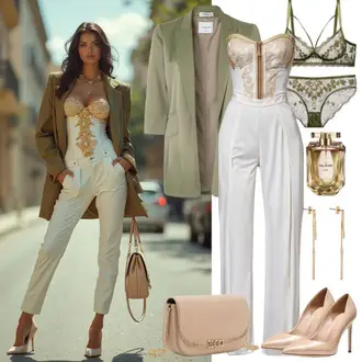Party Outfits mit Beige/Creme/Weiß Eleganter Jumpsuit/Festlicher Jumpsuit/Jumpsuit Hochzeit/Jumpsuit Mit Reißverschluss/Sommer Jumpsuit/Jumpsuit Mit Weitem Bein/Eleganter Hosenanzug/Modern Hosenanzug/Hosenanzug/Hosenanzug Sportlich Elegant/Hosenanzug Hochzeit Polo Ralph Lauren "Hochzeit Outfit mit Elegante Jumpsuit"