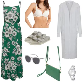 Outfit mit Grau/Hellgrau Strick Große/Kleid Große Größe/Mantel/Tunika Noisy may "Grüner Sommerlook"