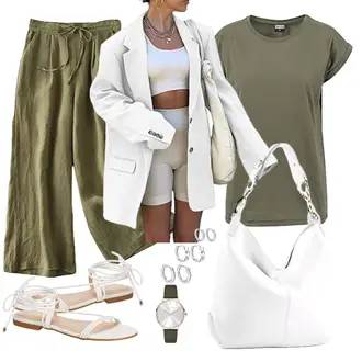 Outfit mit Weiß/Creme/Braun Brautschuh Flach/Fisherman Sandale/Riemchen Sandale/Römer Sandale/Sommer Schuh/RiemchenBallerina The Drop "Alltagsoutfit"