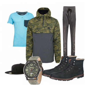 Outfit mit Blau Stiefel Rieker "mrt"