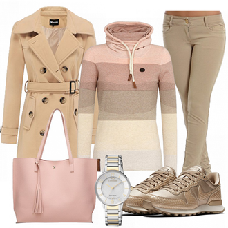 Outfit mit Grün/Beige Sneaker Nike "Rosagestreift"
