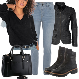 Party Outfits Rockige mit Dunkelblau/Schwarz/Dunkelgrau Default "Cool für die Freizeit"Look: Workwear, Uni, Französische, Outdoor, Maritim, Coole, Rockige