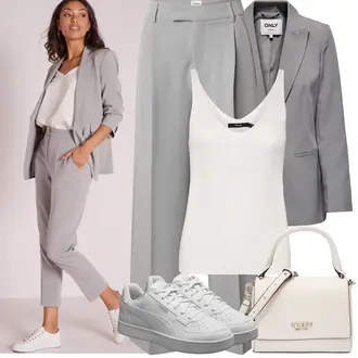 Sommer Vorstellungsgespräch Outfit mit Grau/Dunkelgrau/Hellgrau Lederjacke/Boyfriend Blazer/Lederjacke für Männer/Oversize Blazer/Eleganter Blazer/Kurzblazer/Blazerjacke/Lässiger Blazer Only "Frühling outfit"