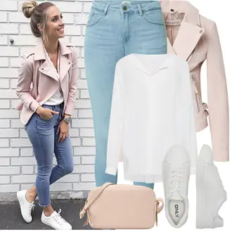 Outfit sa Siva/Bijela/Krem/Kaki/Bež/Smeđa Bluza i Tunika/Bluza Veći Broj Vila "Proljetni Outfit"