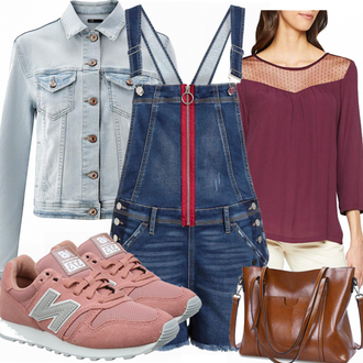Oversize Outfit mit Lila/Bordeaux/Braun/Dunkelrot Elegante Tunika/Spitzentunika/Lederjacke/Bluse Oberteil/Carmen­bluse/Bluse/Schlupfbluse/3/4 Bluse Only "Latzhosen Look"Look: Nahtlos, Elegant, Spanische, Oversize, Edel