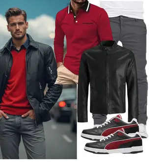 Outfit mit Schwarz Vintage Lederjacke/Leder Bomberjacke/Lederjacke/KunstLederjacke Jack & Jones "Freizeit Outfit"