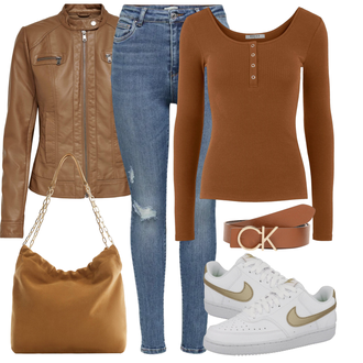 Old Money Outfit mit Weiß/Blau Sneaker Low/Schmaler Sneaker/Vintage Sneaker/Skateschuh/Leder Sneaker Nike Sportswear "Outfit für den Herbst"Look: Sportlich, Esthetische, Old Money