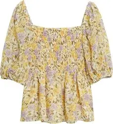 MANGO Bluse ''''Nicole'''' gelb / curry / pastellgelb / flieder