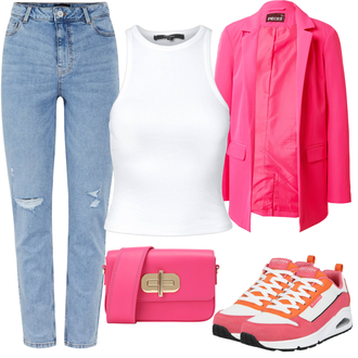 Outfit mit Rosa/Orange Sneaker Skateschuh/Schmaler Sneaker/Sommer Sneaker/Vintage Sneaker/Plateau-Sneaker/Sneaker Mit Keilabsatz/Winter Sneaker Skechers "Buntes Herbst Outfit"