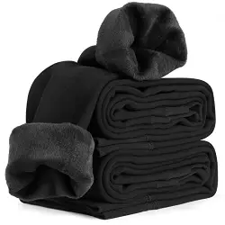 Fixget Winter Leggings Damen Gefüttert, 2 Paar Thermo Leggings Damen Hohe Taille Lange Dick Warm Velvet Pant Strumpfhose Schwarz