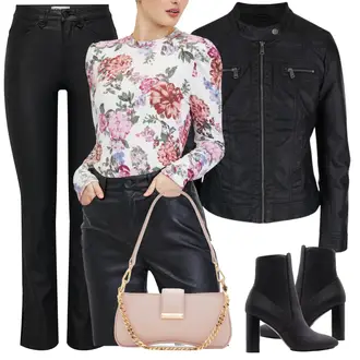 Trendový Outfit s Černá/Tmavě šedá Only "Jarní Outfit"Look: Šik, Trendový, Elegantní, Chytrý příležitostný, S Mokrým Vzhledem, Ležérní, Sportovní, Pohodlný, Pracovní oděvy