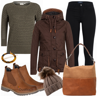 Outfit met bruin Laars Camel Active "Naketano Jas"
