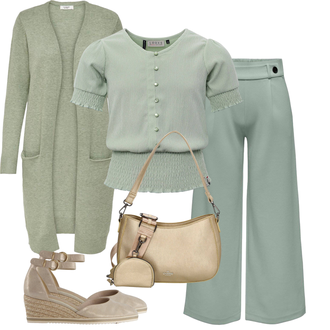 Klassiek Outfit met Blouse Met Knoop/Geplooide Blouse/Blouse met Korte Mouwen/Blouse met Pofmouw/Lederen jas/Crashblouse/Blouse Top/Linnen Blouse/Carmen-Blouse looxs revolution "Lente outfit"Look: Klassiek, Elegant, Jaren 20, Iers, Vintage, Retro, Babydoll