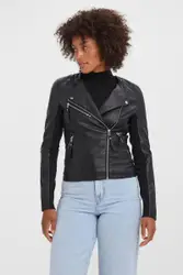 Vero Moda Riafavo Leer Jas Zwart M Vrouw