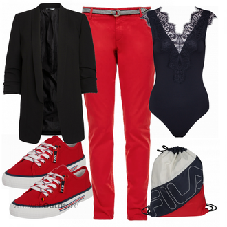 Outfit met rood Broek S.Oliver "EMILY"