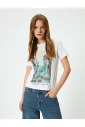 Printed T-Shirt Crew Neck Short Sleeve Cotton