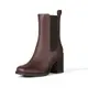 Amazon Essentials Damen Chelsea-Stiefel mit Absatz, Dunkelbraun, 38.5 EU