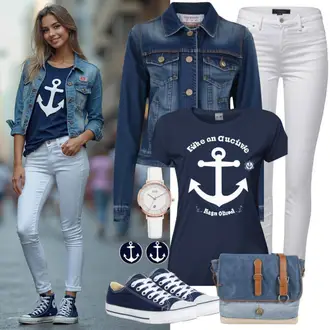 Verjaardag Zomer Outfit met Gouden Kettinghorloge/Polshorloge lucardi "Kleurrijke lente-outfit"Look: Verjaardag, Vaderdag, Moederdag, Speciale gelegenheden, Bar, Oudejaarsavond, Carnaval, Popconcert, School, Valentijnsdag