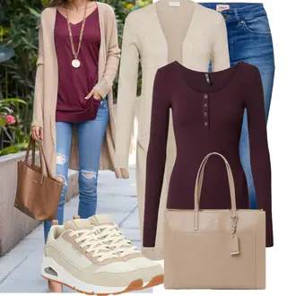 Outfit mit Beige/Khaki Hose Große Größe/Baggy Hose/Boyfriend Hose/Cargohose/Cargo-Jogginghose/Karottenhose/Jogger Hose/Musselin Hose/Paperbag Hose/Trachtenhose/Winterhose Pieces "Stilvoller Look für den Frühling"