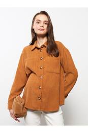 Plain Long Sleeve Velvet Maternity Shirt Jacket