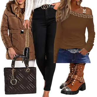 Mit Nieten Outfit mit Pastell Stiefelette fenzy "Perfekt für den Herbst"Look: Mit Nieten