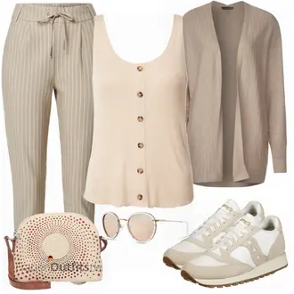 Outfit mit Beige Schultertasche Desigual "Cooler Look für den Frühling"