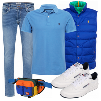 Outfit mit Blau Polo Ralph Lauren, Blau Tasche Polo Ralph Lauren "Alltags Outfit"