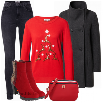 Silvester Outfits mit Rot Strick Große About You "Silvester Outfit"