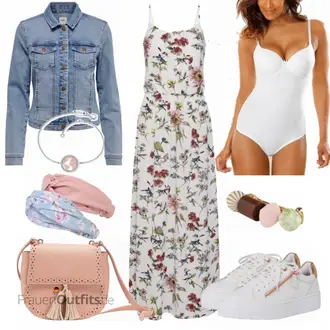 Geblümt Outfit mit Rot/Grün/Rosa/Braun/Weiß Kleid Große Größe/Strandkleid/Langes Sommerkleid/Maxikleid/Nicki Kleid/Bedrucktes Kleid Only "Modisches Frühling Outfit"