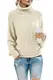 Zastow Pullover Damen Winter Elegant Rollkragenpullover Strickpullover Grobstrickpullover Langarm Lose Pulli Oberteile,Beige,M,x6381-be-m