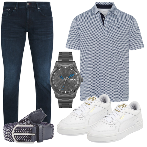Weiß/Grau Poloshirt Brax kombinieren