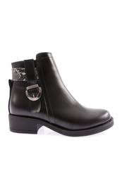 4001-2164-22k Women's Buckle Low Heel Boots BLACK BLACK SNAK