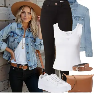 S remenom Outfit sa Crna/Vinski Crveno Skinny Hlače/Hlače Visokog Struka/Push-up Hlača/Treggings/Tajice visokog Struka/Jeggings VERO MODA, Smeđa Ležerni Remen/Klasični Remeni/Ženski Opasak bez Kopče/Kožni Remen Vanzetti "Proljetni Outfit"