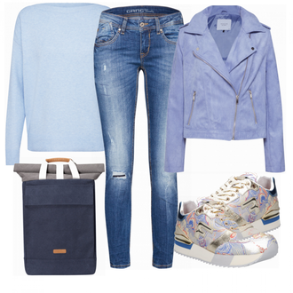 Outfit met blauw Gang "Uitzicht"