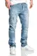 REPUBLIX Herren Männer Regular Straight Fit Destroyed Design Jeans Hose R7029 Hellblau W32/L32
