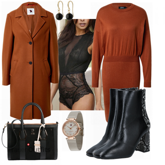 Outfit mit Schwarz Schuh Stiefel river island "Date Outfit"