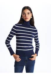 Turtleneck Striped Long Sleeve Women's Knitwear Sweater