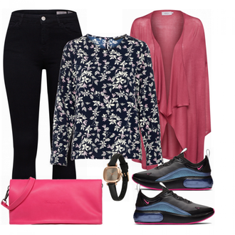 Outfit met blauw Sneaker Nike "Viola Blouse"