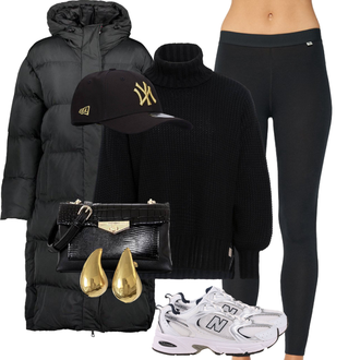 Outfit met zwart Opstaande kraag cardigan/Winter vest/Gebreide Poncho/Wollen vest/Cardigan met ronde hals/Kasjmier cardigan Knit Factory "Wintere vrijetijdskleding"
