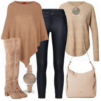 Outfit mit Braun/Beige Overknee Stiefel/Flache Overknee Stiefel/Kniehoher Stiefel/Leder Overknee Stiefel/Langer Stiefel About You "Perfekt für den Herbst"