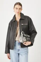 Usnjena biker jakna rjava barva