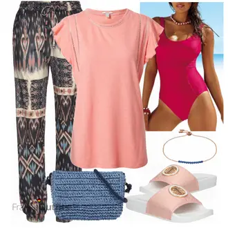 Outfit mit Weiß Großer Cup/Badeanzug Mit Bügel Lascana "Leichtes Outfit"