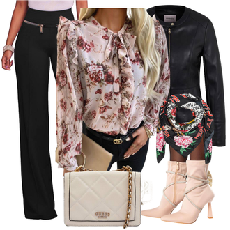 Outfit sa Bež Bluza s Puf Rukavom "Jesenski outfiti"