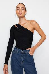 Black Window/Cut Out Detailed Bodysuit
