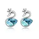Julia&Joy Jewellery J477 Damen-Ohrringe, süße, blaue Kristall-Schwäne