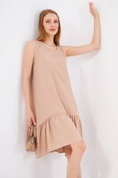 Women's Light Beige SLEEVE FRILLI DRESS