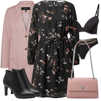 Midi Outfit sa Crna/Narandžasta/Pink Haljina Veći Broj/Tunika About You "Jesenski Outfiti"