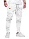 JMIERR Herren Hose Chino Cargo Hose Jogginghose Herren Baumwolle Sporthose Casual Freizeithose Elastische Taille mit Kordelzug Sweatpants Herren mit Taschen, Weiß M